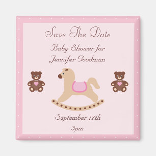 Vagga hästen & nallar sparar daterababy shower magnet