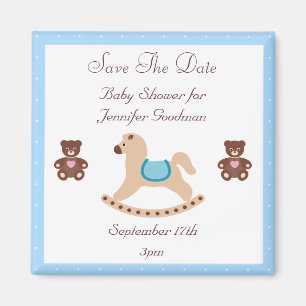 Vagga hästen & nallar sparar daterababy shower magnet