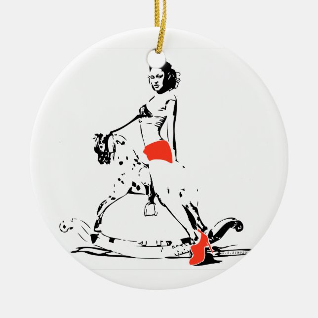 VAGGA HÄSTFLICKAN! JULGRANSPRYDNAD KERAMIK (Framsidan)