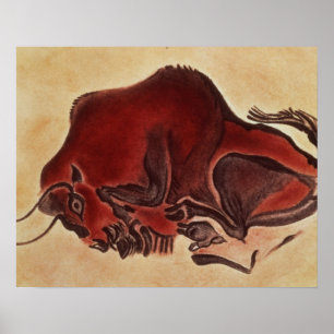 Vagga målning av en bison, sena Magdalenian Poster
