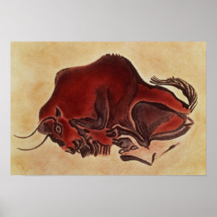 Vagga målning av en bison, sena Magdalenian Poster