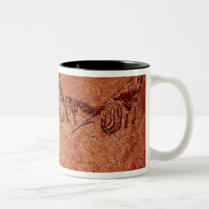 Vagga målning av en jaktplats, c.17000 BC Två-Tonad Mugg