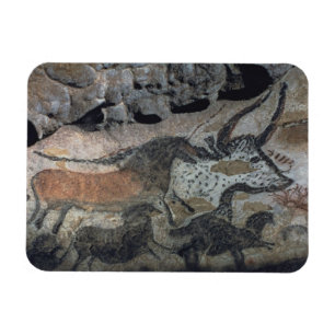 Vagga målning av en tjur och hästar, c.17000 BC Magnet