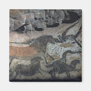 Vagga målning av en tjur och hästar, c.17000 BC Magnet