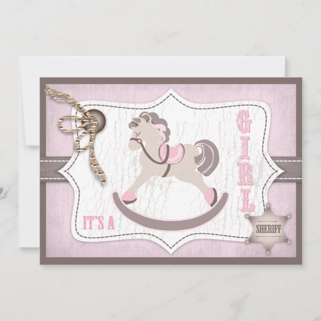 Vagga rosor för hästCowgirlbaby shower Inbjudningar (Framsida)