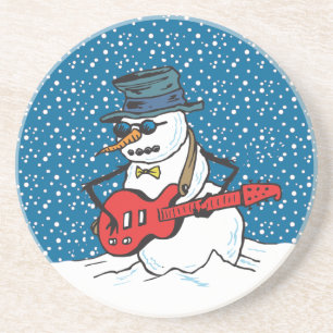 Vagga snögubben som leker en gitarr underlägg