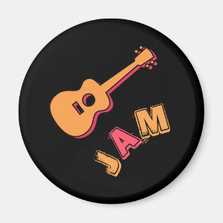 Vaggande gitarr, musikjamsstil, orange & röd konst magnet