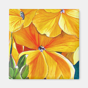 Väggblomma original akvarell blomsterkonst magnet