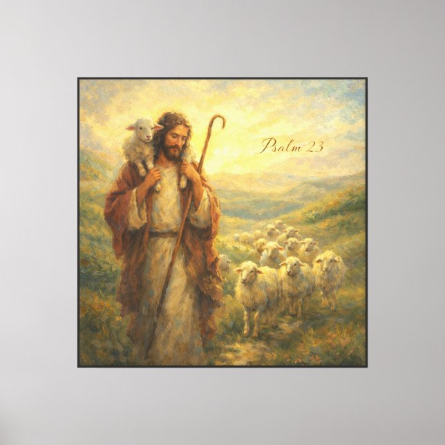 Väggdekoration med Jesus som gode herde Canvastryck (Framsida)
