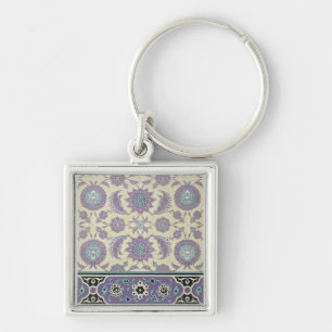Väggen belägger med tegel från slotten av fyrkantig silverfärgad nyckelring