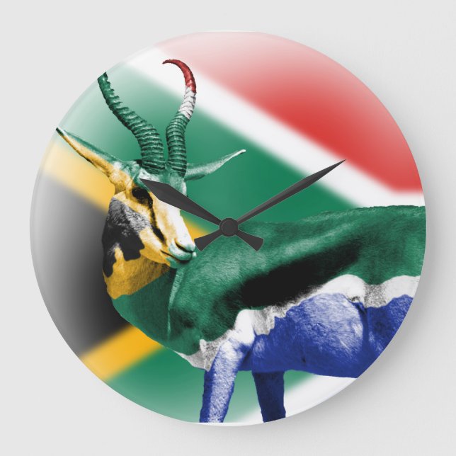 Väggen för den Sydafrika Springbuckflagga tar tid Stor Klocka (Framsida)