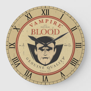 Väggen för den vintageetikettHalloween vampyren Stor Klocka