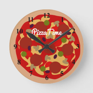 Väggen för designen för peperonipizzanovelty ta rund klocka