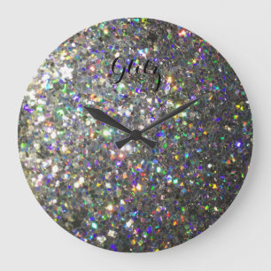 Väggen för GlitzHologramglitter tar tid på! Stor Klocka