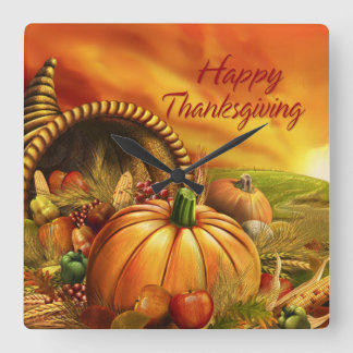 Väggen för happy thanksgiving 2 tar tid på & fyrkantig klocka