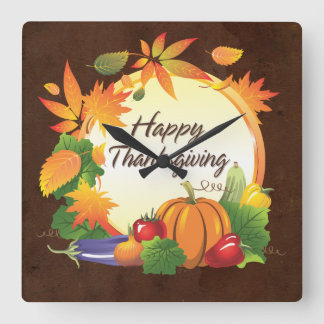 Väggen för happy thanksgiving 5A1 tar tid på Fyrkantig Klocka