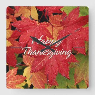 Väggen för happy thanksgiving 8 tar tid på & fyrkantig klocka