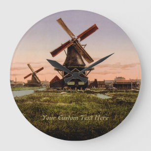 Väggen för holländska Windmills för vintage ta Stor Klocka