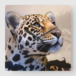 Väggen för Leopardkonst 1 tar tid på Fyrkantig Klocka