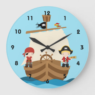 Väggen för piratfraktpojken tar tid på stor klocka