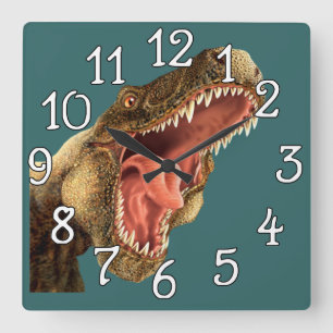 Väggen för playroomen för det DinosaurT-Rex Fyrkantig Klocka
