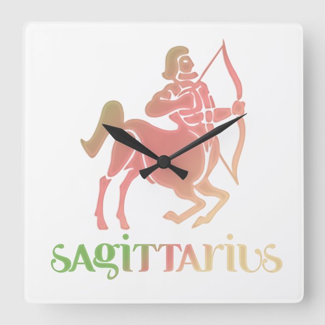 Väggen för SagittariusastrologiZodiac d1 tar tid Fyrkantig Klocka (Framsida)