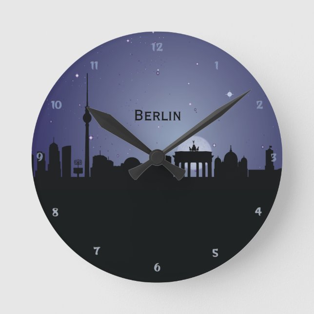 Väggen för silhouetten för den Berlin Rund Klocka (Framsida)