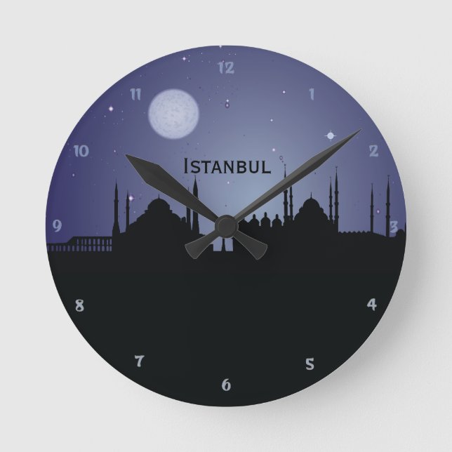 Väggen för silhouetten för den Istanbul Rund Klocka (Framsida)