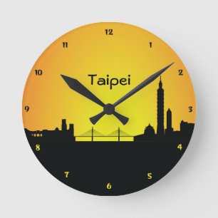 Väggen för silhouetten för den Taipei Rund Klocka