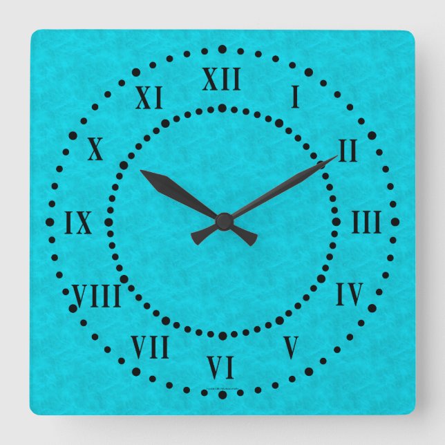 Väggen för tal för den Cyan Parchmentlooken tar Fyrkantig Klocka (Framsida)