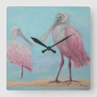 Väggen för TVÅ SPOONBILLS tar tid på Fyrkantig Klocka
