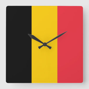 Väggen tar tid på med flagga av Belgien Fyrkantig Klocka
