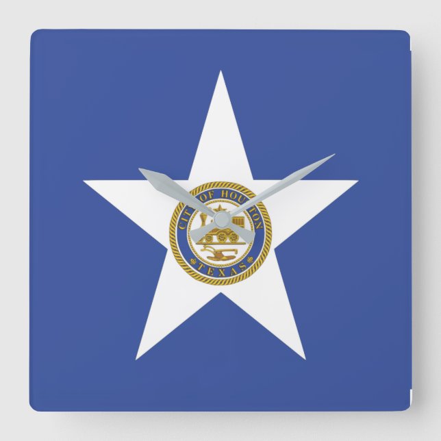 Väggen tar tid på med flagga av den Houston Fyrkantig Klocka (Framsida)