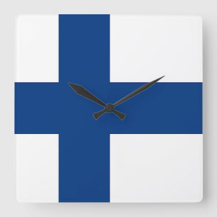 Väggen tar tid på med flagga av Finland Fyrkantig Klocka