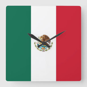 Väggen tar tid på med flagga av Mexico Fyrkantig Klocka