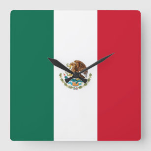 Väggen tar tid på med flagga av Mexico Fyrkantig Klocka