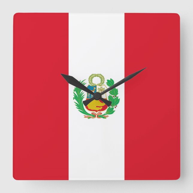 Väggen tar tid på med flagga av Peru Fyrkantig Klocka (Framsida)