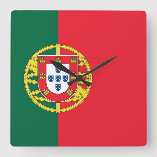 Väggen tar tid på med flagga av Portugal Fyrkantig Klocka (Framsida)