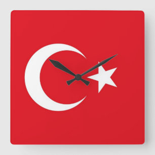 Väggen tar tid på med flagga av Turkiet Fyrkantig Klocka