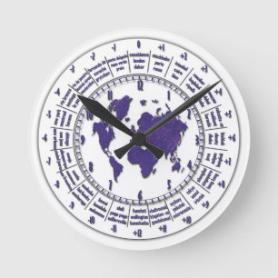 Väggen tar tid på med Time zonplanerar Rund Klocka