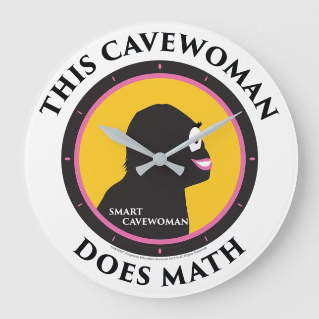 Väggen tar tid på smart Cavewoman för Math Stor Klocka (Framsida)