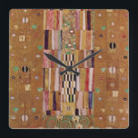 Väggens slut, Stamspärr av Gustav Klimt Fyrkantig Klocka<br><div class="desc">Slut på muren, Stoclet Frieze (1905-1911) av Gustav Klimt är en vintage Art nouveau-målning som innehåller ett mosaiskt geometriskt mönster i guld tones. Stoclet Frieze är en serie symbolpaneler och Gustav Klimts sista underbara verk. De var målade i matsalen i Palais Stoclet i Bryssel 1905-1911. Klimts frys paneler innehåller motiv...</div>