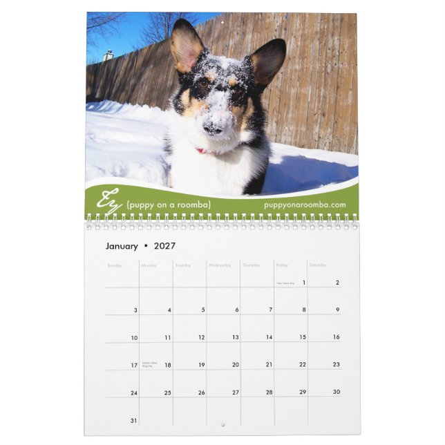 Väggkalender för 2011 Corgis (med bloggar) Kalender (Jan 2027)