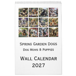 Väggkalender för hundar i vårträdgården 2027 kalender