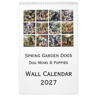 Väggkalender för hundar i vårträdgården 2027 kalender