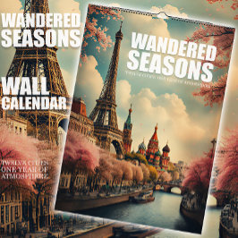 Väggkalender för resor med 12 städer och årstider kalender