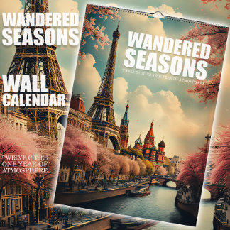 Väggkalender för resor med 12 städer och årstider kalender