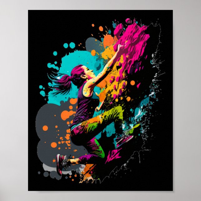 Väggklättring Bouldering Inomhusklättrare Climberg Poster (Framsidan)