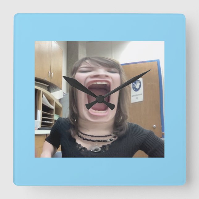 Väggklocka, 10-tums Runt naturträ Ram Fyrkantig Klocka (Framsida)