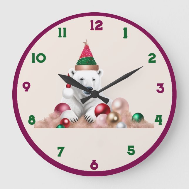 Väggklocka, 10-tums Runt naturträ Ram Stor Klocka (Framsida)